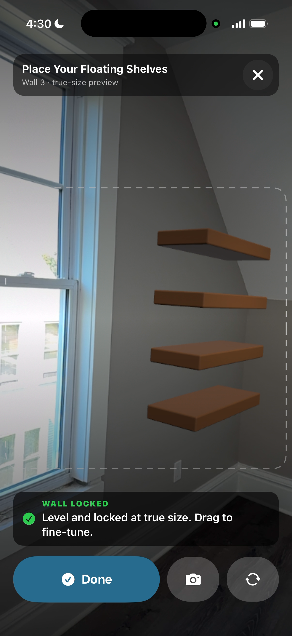 A Calome project preview placed in a real room